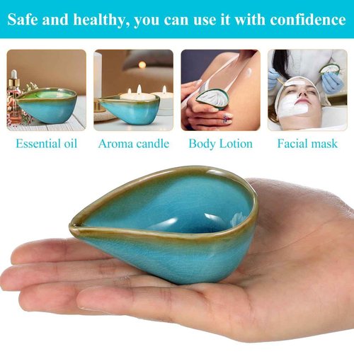 KALLORY Essential Oil Mixing Dish, Ceramic Facial Mask Mixing Bowl Aroma Oil Holder Small Spa Dishes for Salon