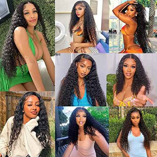 Brazilian Human Hair Deep Wave 3 Bundles 16 18 20 Human Hair 12A Grade 100% Unprocessed Virgin Remy Deep Curly Wave Extensions Weave Natural Black Color for Black Women