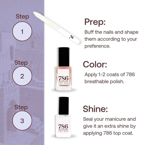 786 Cosmetics 4 Pieces Set: (Coastal Dreams) Breathable, Vegan, Cruelty-Free, Halal, Fast-Drying Nail Polish