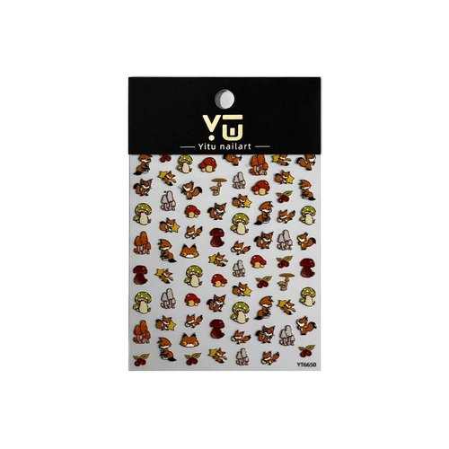 1 Sheet Fall Nail Art Stickers Squirrel 3D Embossed Self-Adhesive Nail Decals Various Shapes Mushroom Nail Sticker Holiday DIY Manicure Decoration Supplies Accessories for Women Girl Nail Decals