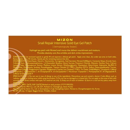 MIZON Snail Repair Intensive Gold Eye Gel Patch & Hyaluronic Acid Eye Gel Patch, Under Eye Collagen Patches Eye Masks, Eye Gel Treatment for Puffy Eyes, Under Eye Bags, Anti Wrinkle (60 pieces each)