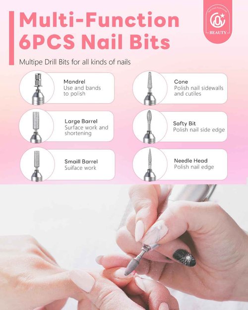 CozyZen Portable Professional Nail Drill, 35,000 RPM Rechargeable Electric Nail File, Cordless E-File Machine with Extended Battery Life, Lightweight Design for Manicure & Pedicure (Gradient Pink)