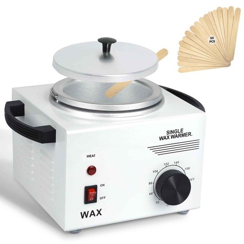 Wax Warmer Kit For Hair Removal, Professional Waxing Kit with 50pcs Waxing Sticks Single Wax Warmer Electric Heater For Women & Men, Facial Skin Body SPA Salon Equipment