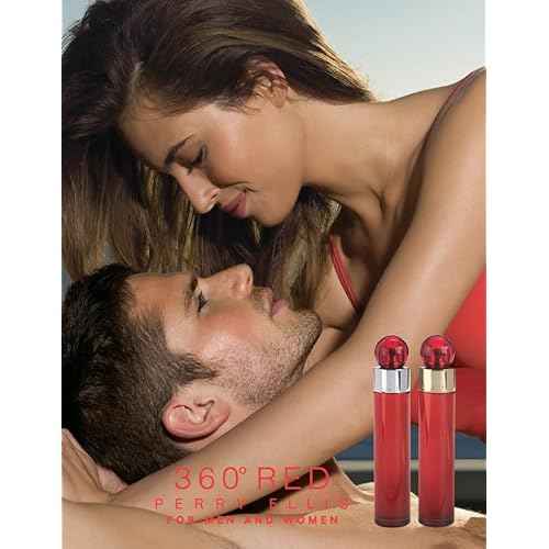 Perry Ellis 360 Red 3.4oz EDT Spray, 6oz Body Spray, 3oz Shower Gel, 7.5ml EDT Spray Men 4 Pc Gift Set