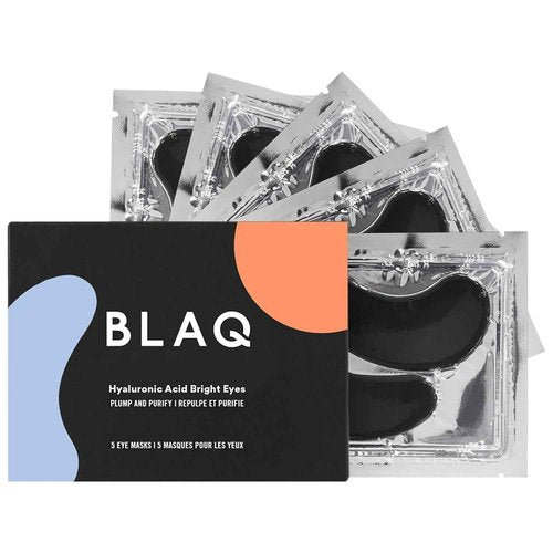 BLAQ Award Winning Eye Patches for under eye Dark Circles, Wrinkles and Puffiness. Hydrating and Cooling with detoxifying Charcoal, Dermatologically Tested, Vegan, Hyaluronic Acid, 5-Pairs