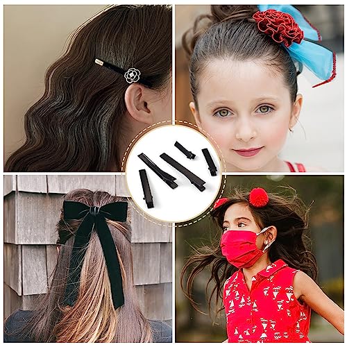 100Pcs Black Alligator Hair Clips 5 Sizes Metal Barrette Hair Clips Single Prong Hairpins for Bows Hair Accessories Making, 35/46/56/65/77mm