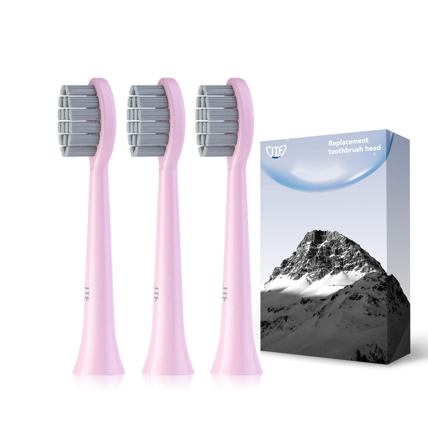 JTF Sonic Smart Toothbrush Genuine Gentle Brush Heads, 3 Pack, Pink, P200