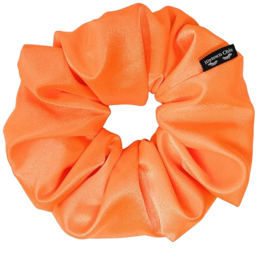 Jumbo Oversized XL Satin Scrunchies for Women Girls, Frizz Prevention, Sleep Hair Holder, Large Elastic Ties Band for Ponytail Bun, Hair Ties for Breakage Prevention (Neon Orange)