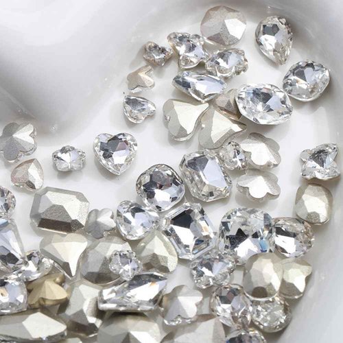48Pcs Mix Clear White Nail Rhinestones Nail Charms,3D Heart Butterfly Nail Gems Charms for Nails Luxury Shiny Star Flower Nail Crystals Nail Charm for Women Nail Designs Nail Supplies Nail Accessories