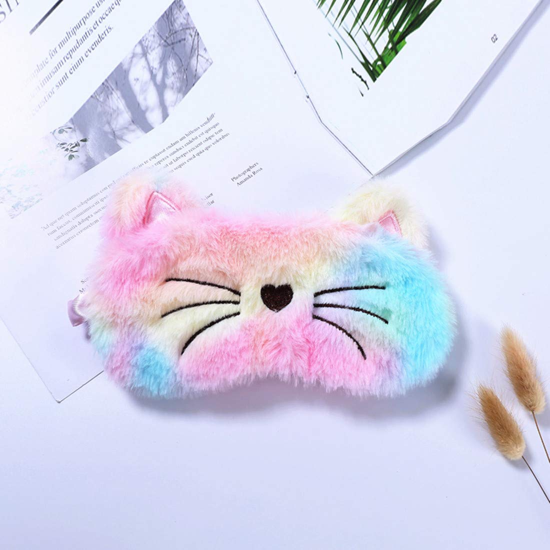 Fxaelian Cute Cartoon Novelty Rainbow Multicolored Cat Eye Mask for Sleeping Sleep Mask Sleping Mask Blindfold Eye Cover for Women Kids Adult Girls Boys