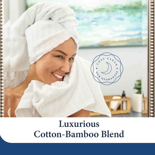 Cosy House Collection Luxury Rayon Derived from Bamboo Blend 2-Pack Towel Set - Ultra Soft, Absorbent and Quick Drying - Plush Cotton Hotel Spa Quality - 14" x 14" (Washcloth, White)