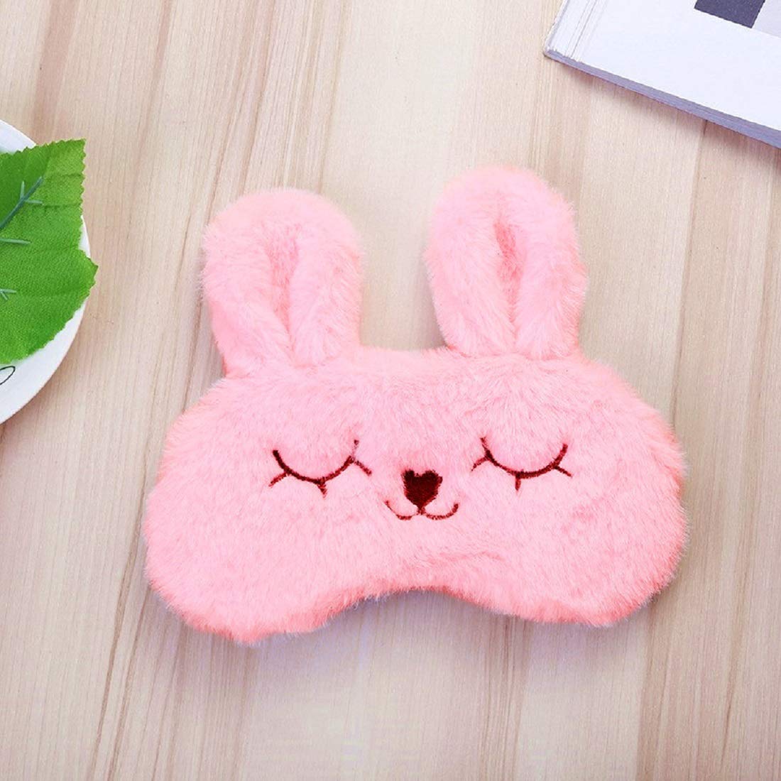 Cartoon Animal Funny Sleep Mask with Eyes Pink Bunny Rabbit Sleeping Eye Mask Plush Rabbit Eye Mask Sleeping Mask Blindfold