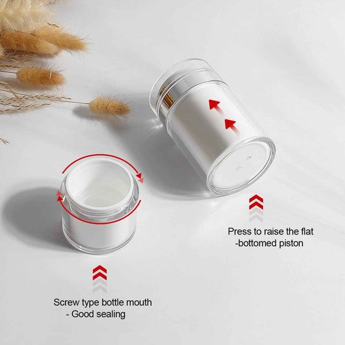 3Pack 3.5Oz Airless Pump Jars Lotion Container, Pump Bottle Dispenser Moisturizer Containers, Empty Makeup Bottle Cosmetic Jar