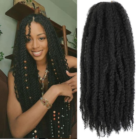 30 Inch Marley Twist Braiding Hair Marley Hair Crochet Braids 6Pack Long Afro Kinky Synthetic Kanekalon Fiber Marley Hair For Twists Braiding Hair Extensions(30 inch，1B)