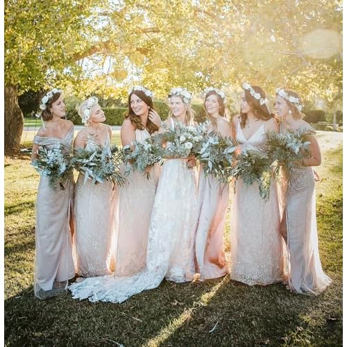 48pcs Bridesmaid Scrunchies Proposal Gifts Bachelorette Hair Claws Clips Girls headbands heart sunglasses for Wedding Party Favors (White&Sage Green)