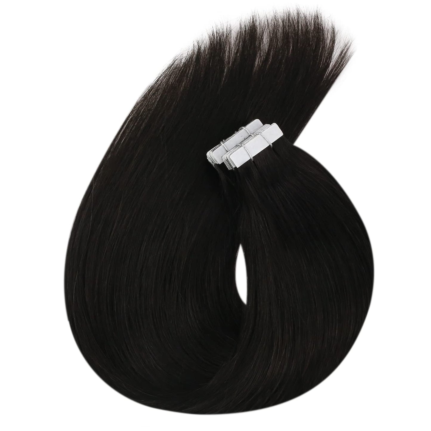 Sunny Hair Tape in Extensions Straight Skin Weft Tape in Hair Extensions Invisible Tape in Hair Extensions Human Hair 20Pcs Hair Extensions Real Human Hair Natural Black 14inch