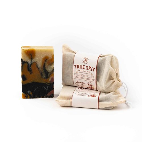 True Grit Tallow – Beef Tallow Soap Bar 3-Pack – John Wayne Inspired – Cedar & Campfire Scent – Cold Process Bar Soap with Activated Charcoal & Coffee Grounds – 4 oz Each