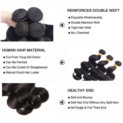 Body Wave Bundles Human Hair Brazilian Virgin Remy Hair Extensions 16 18 20 Inch Human Hair Bundles Unprocessed Hair Weave Wet And Wavy Bundle