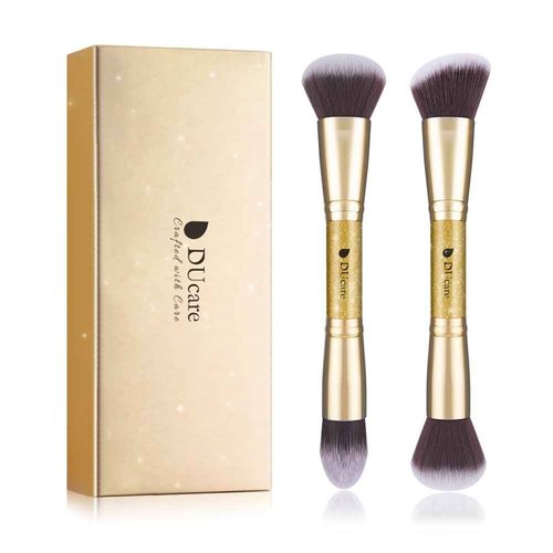 DUcare Makeup Brushes Duo End Foundation Powder Buffer and Contour Synthetic Cosmetic Tools