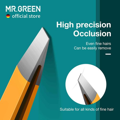 MR.GREEN Eyebrows Tweezers Colorful Beauty Fine Hairs Puller Makeup Tools Stainless Steel Slanted Eye Brow Clips Removal (Orange)