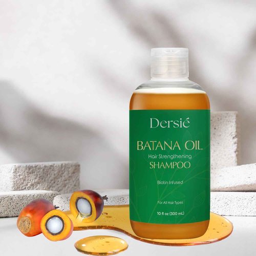 Dersie Batana Oil Hair Growth Bundle: 100% Pure Batana Oil & Shampoo - Dr. Sebi Approved Hair Growth Set for Thicker, Stronger Hair - Sulfate-Free & Paraben-Free
