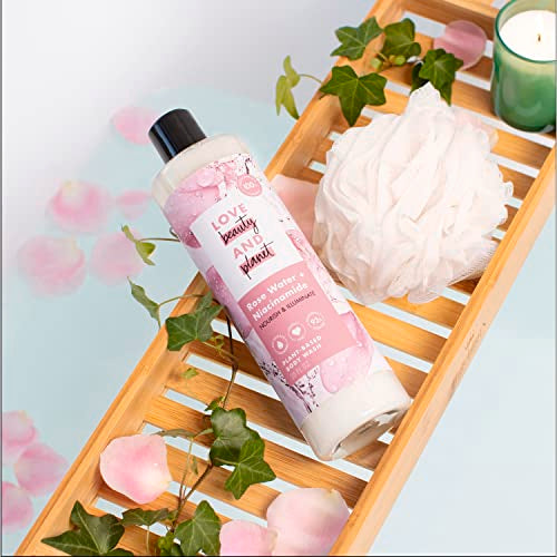 Love Beauty and Planet Plant-Based Body Wash Nourish and Illuminate Skin Rose Water and Niacinamide Made with Plant-Based Cleansers and Skin Care Ingredients, 100% Biodegradable 20 fl oz