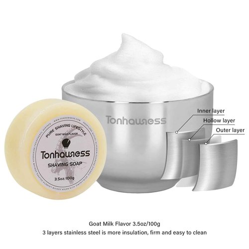 Tonhawness Shaving Brush Kit for Men, 4 in 1 Shaving Brushes Set Includes Badger Hair Shave Brush, Shaving Bowl & Stand and Shaving Soap Kit for Men’s Shave Gift