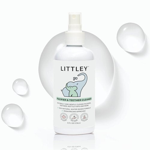 Think Smarter Products Littley Pacifier & Teether Cleaner with Hypochlorous Acid, Non-Toxic & Alcohol-Free, Gentle Formula for Cleaning Baby & Toddler Essentials, 8oz Spray Bottle