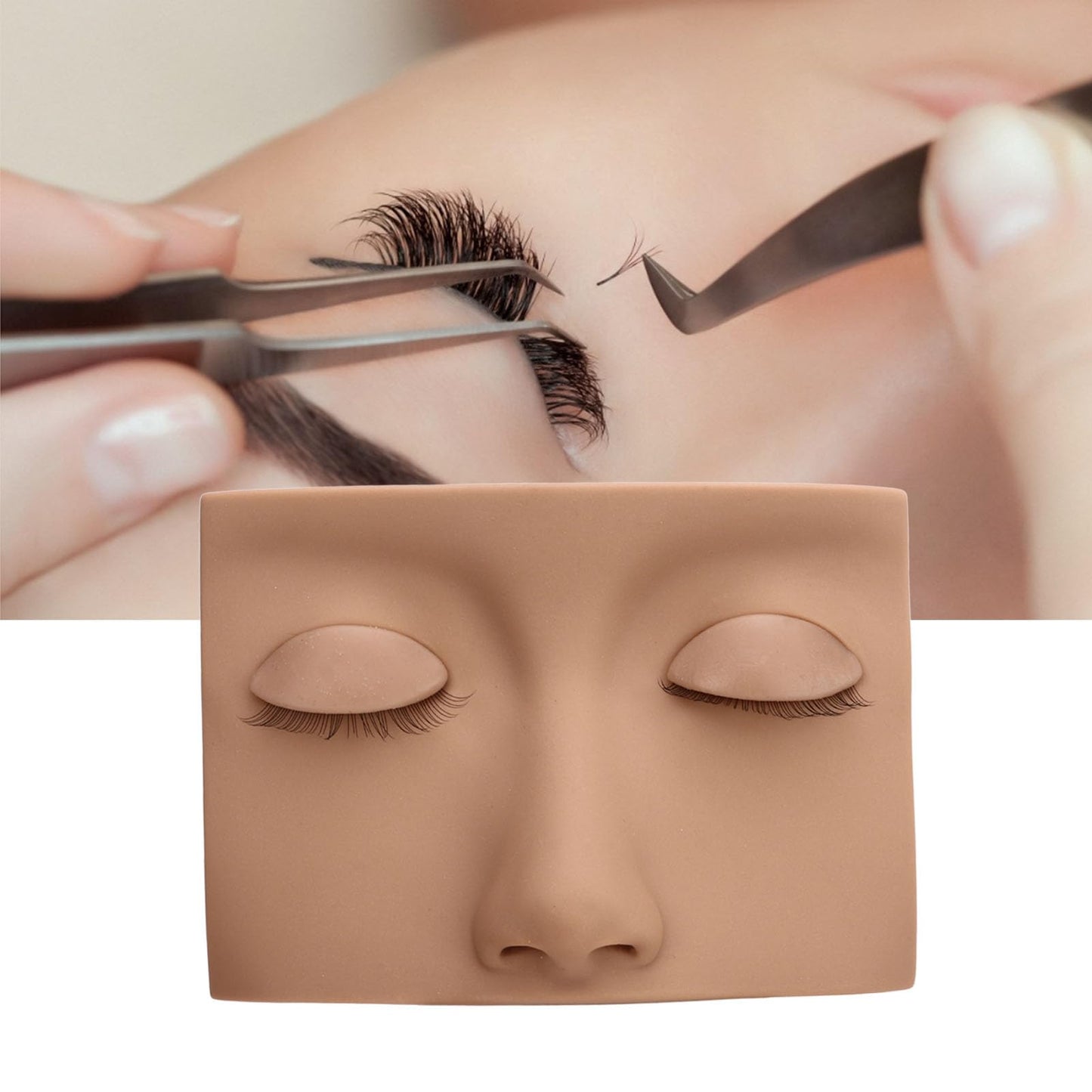 Lash Mannequin Head, Removable Silicone Replacement Eyelash Mannequin Head, Lash Extension Training Practice Head Eye Lash Extension for Lash Practice Makeup Eyelash Extensions (Light Brown)