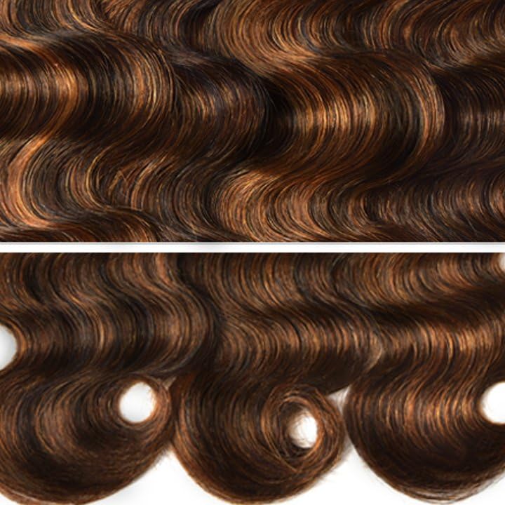 Ombre Human Hair Bundles Light Brown Body Wave Human Hair Bundles P1B/30 Body Wave Bundles Brazilian Unprocessed Virgin Hair 3 Bundles 8 10 12 Inch Highlight Body Wave Bundles