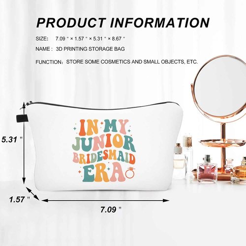 Baobeily In My Junior Bridesmaid Era, Bridesmaid Gifts for Women Makeup Bag Cosmetic Bag Bachelorette Party Essential Pouch Bridal Shower Gift