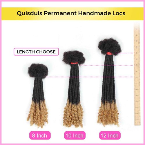 8 inch Loc Extensions Human Hair with Curly Ends, 0.4cm Width Permanent Dreadlock Extension Human Hair 20 Strands Natural 1b27 100% Full Handmade Dreads .Dyed and Bleached Drealocks