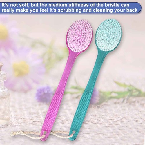 Bath Brush and Nail Brush Bundle - Bath Brush Long Handle for Shower Medium Stiff Bristle, Nail Brush for Cleaning Fingernails with Stiff Bristle