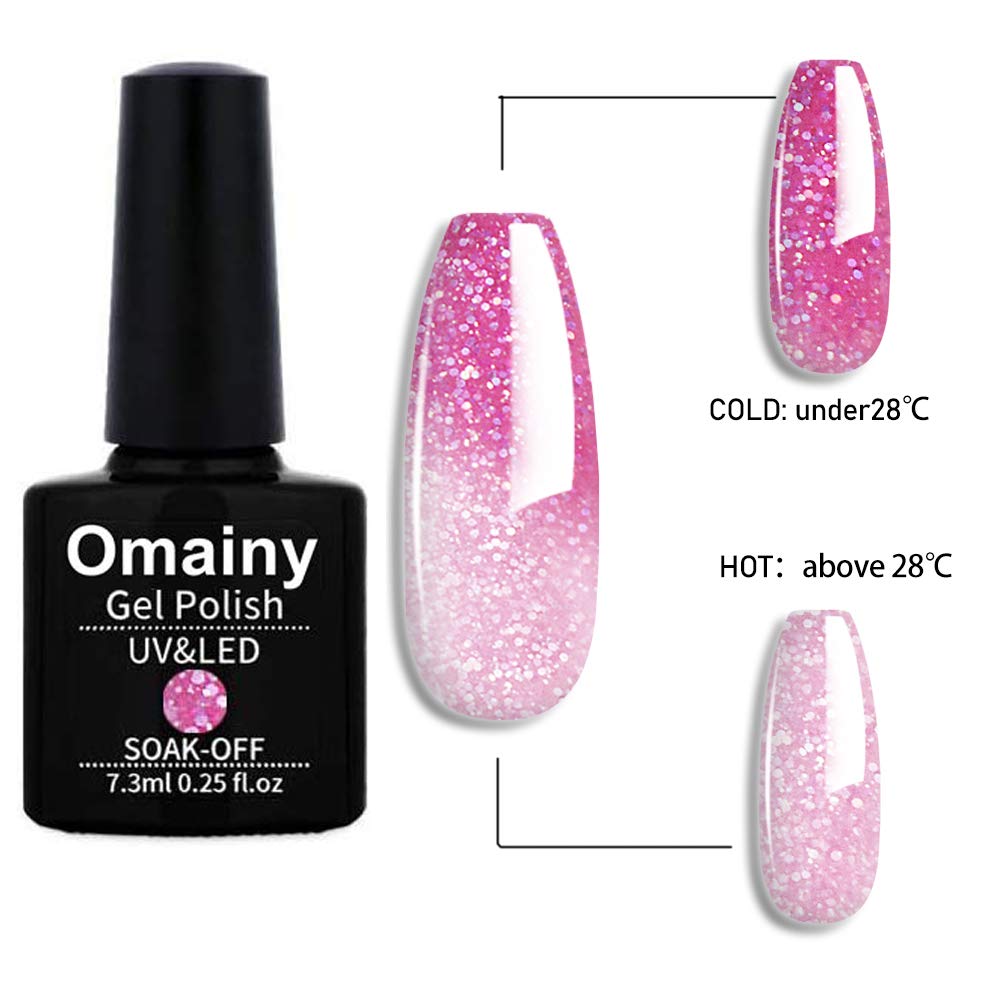 Omainy Gel Nail Polish Set -Color Changing Gel Nail Polish Set Purple Blue Pink Red Laverder Wind Red Black Color Changing Gel Polish Soak Off UV LED Thermal Temperature Art (4002)