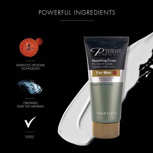 Premier Dead Sea Nourishing Cream for Men, Light and gentle face Moisturizer, Classic collection, Anti aging, face cream, Wrinkle cream, firming, Sensitive, Daily Use for younger looking skin 4.2fl.oz