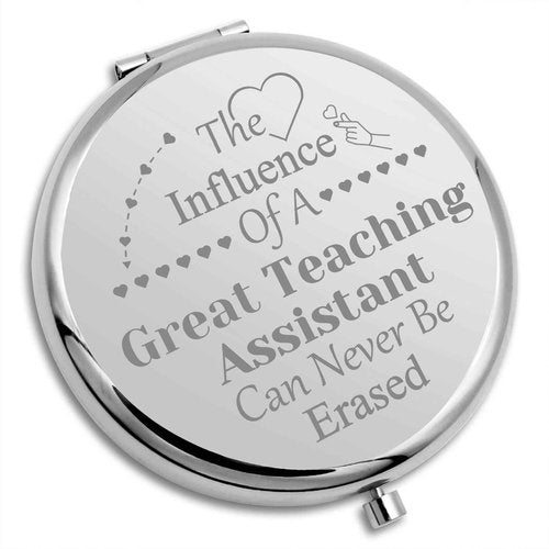 Teacher Assistant Appreciation Gift Teaching Assistant Pocket Makeup Mirror Thank You Gifts for Women Aide Teacher Going Away Retirement Present from Student Coworker Teaching Compact Makeup Mirror