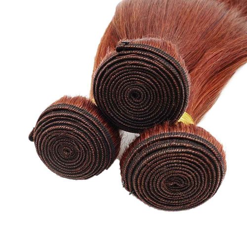 #33 Reddish Brown Straight Human Hair Bundles 3 Bundles Straight Hair Brazilian Virgin Human Hair Extensions Unprocessed Hair Bundles for Women 14 16 18 Inch