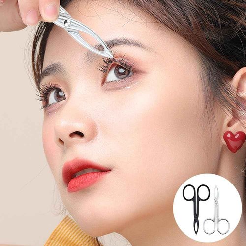 4 PACK Tweezers Scissor Straight Tip Brow Scissors for Hair Plucker Remover Facial Hair Eyebrows Care Plucker(Silver and Black)