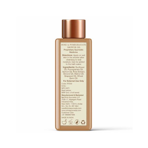 Ohria Ayurveda Rose & Pomegranate Shower Oil For Soft & Radiant Skin, 50ml