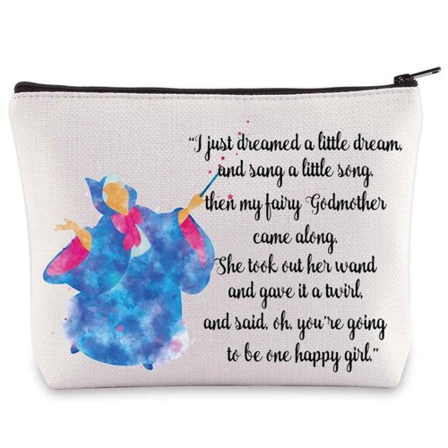 BWWKTOP Fairy Godmother Cosmetic Makeup Bag Fairy Godmother Gifts Fairy Tale Inspired Gifts Magical Princess Makeup Zipper Pouch Bag (i just dreamed)