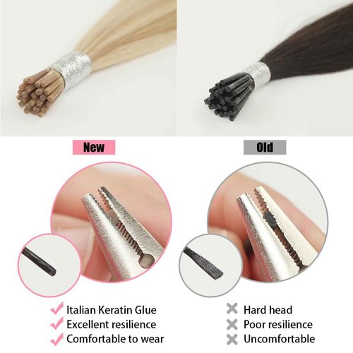 Itip Human Hair Extensions 14inch Thick Straight Invisible Itip Extensions Highlighted Blonde Cold Fushion 45g I Tip Hair Extensions Human Hair