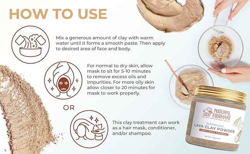 Natural Elephant Ghassoul (Rhassoul) Moroccan Lava Clay Powder | 100% Pure & Natural Face & Body Mask Powder | 200g Jar Pack of 2 7oz Jars