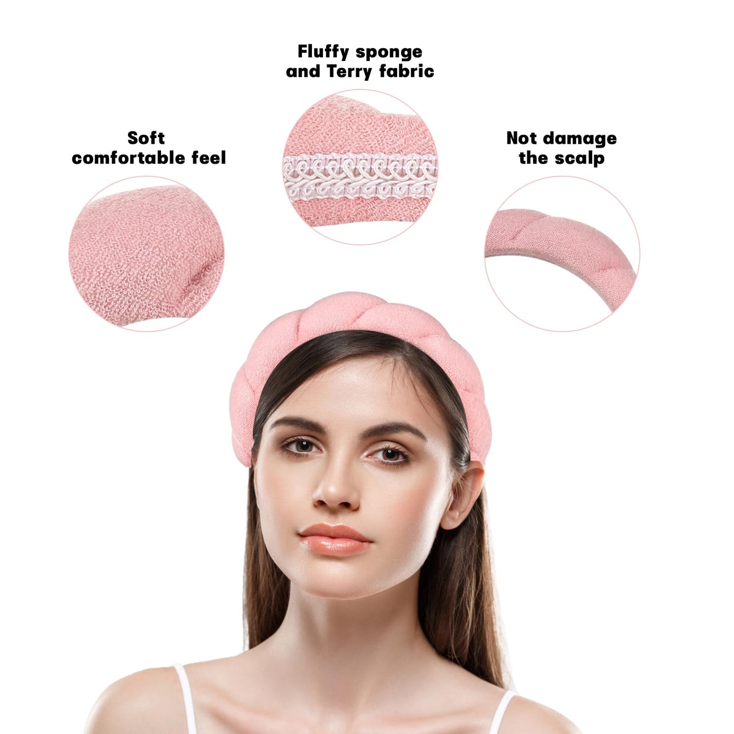 ETVOL Skincare Headband for Washing Face,Sponge Terry Cloth Spa Headband for Makeup Remove Shower Hair Accessories with Claws set Headbands for Women Girl