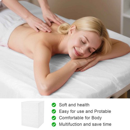 200 Piece Disposable Massage Table Sheets 31" x 71" - Non-Woven Fabric Bed Covers for Spa, Massage, Beauty & Tattoos - Breathable, Hygienic (White)
