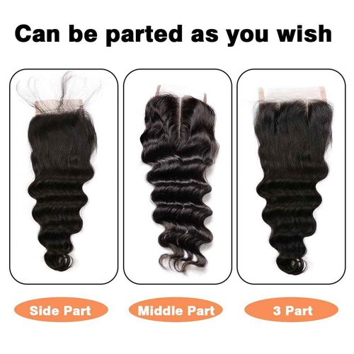 Sent Hair Remy Human Hair 4x4 Loose Deep Wave Lace Closure Human Virgin Hair Piece Free Part with Baby Hair Natural Color 18"