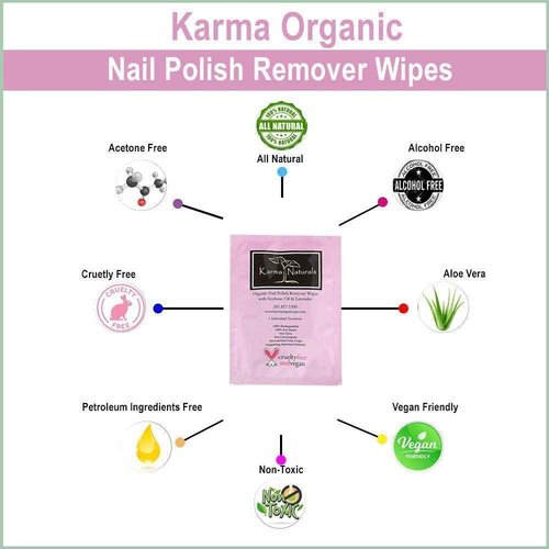 Karma Nail Polish Remover Wipes and Natural Soybean Lavender Remover Nontoxic Vegan Cruelty Free