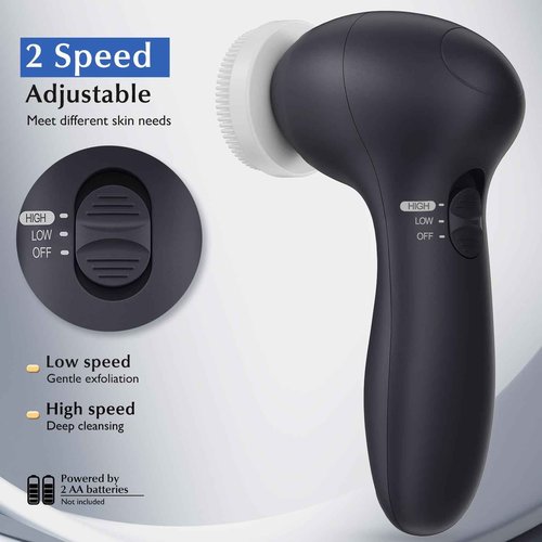 COSLUS Facial Cleansing Brush Silicone Face Scrubber: 7 in 1 FBS-D Electric Exfoliating Rotating Massage Device Waterproof Deep Cleaning Exfoliation Spa Machine - Electronic Skin Care Wash System