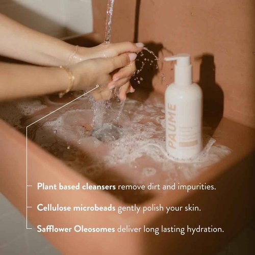 PAUME Exfoliating Hand Cleanser, Silicon Free, Paraben Free, Vegan, Exfoliating Soap with Essential Oils, Hydrating Hand Soap for Gentle Cleanse (3 Fl Oz)
