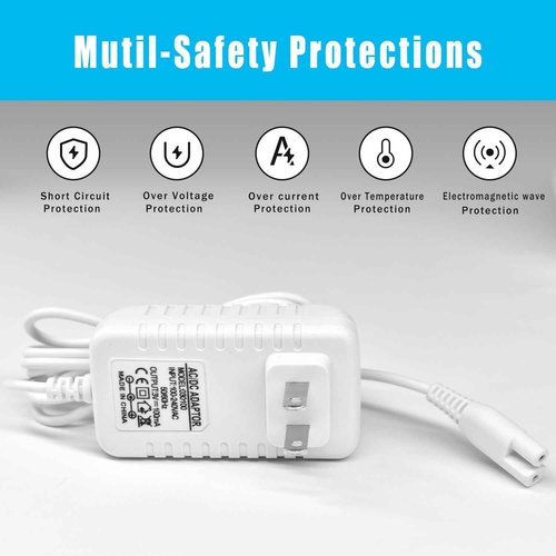 Pinkind Charger Replacement for Waterpik WP360 WP360W WP462 WP462W WP450 WP450W WF-13CD010 YLA-03010 AC Adapter Series, Water Flosser Replacement Parts Power Cord 5Ft, White