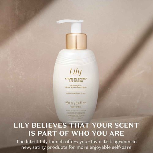 O Boticário Lily Satin Cream Cleanser, Moisturizing Bath Time with Hydration and Luxurious Fragrance, 8.4 Ounce (250ml)